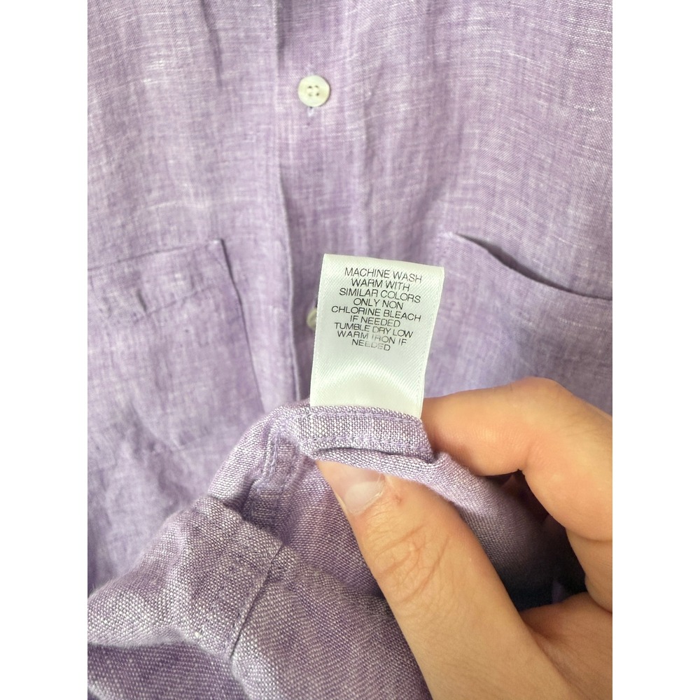 Murano Baird McNutt Irish Linen Shirt Mens Large Purple Short Sleeve Button Down - Picture 5 of 6